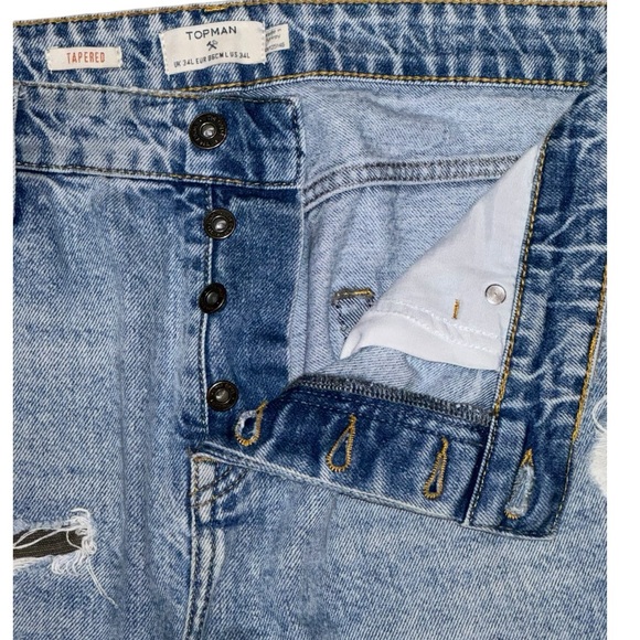 Topman Men’s Camouflage Patch Distressed Jeans Size 34 - Picture 5 of 6